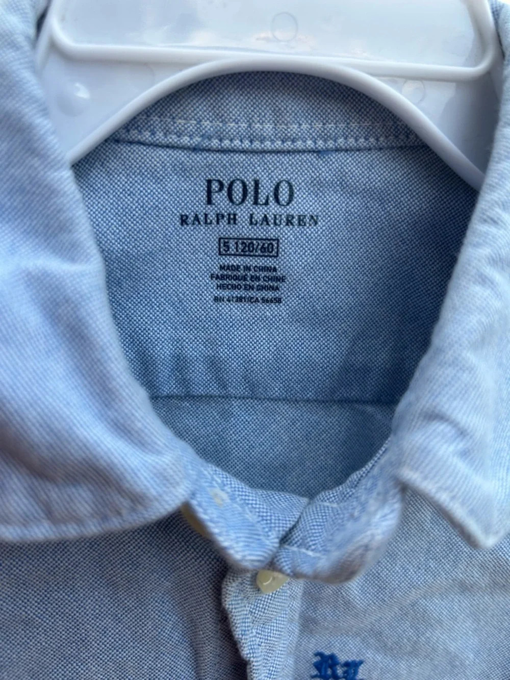 Polo by Ralph Lauren Light Blue Button-Front Embroidered Dress